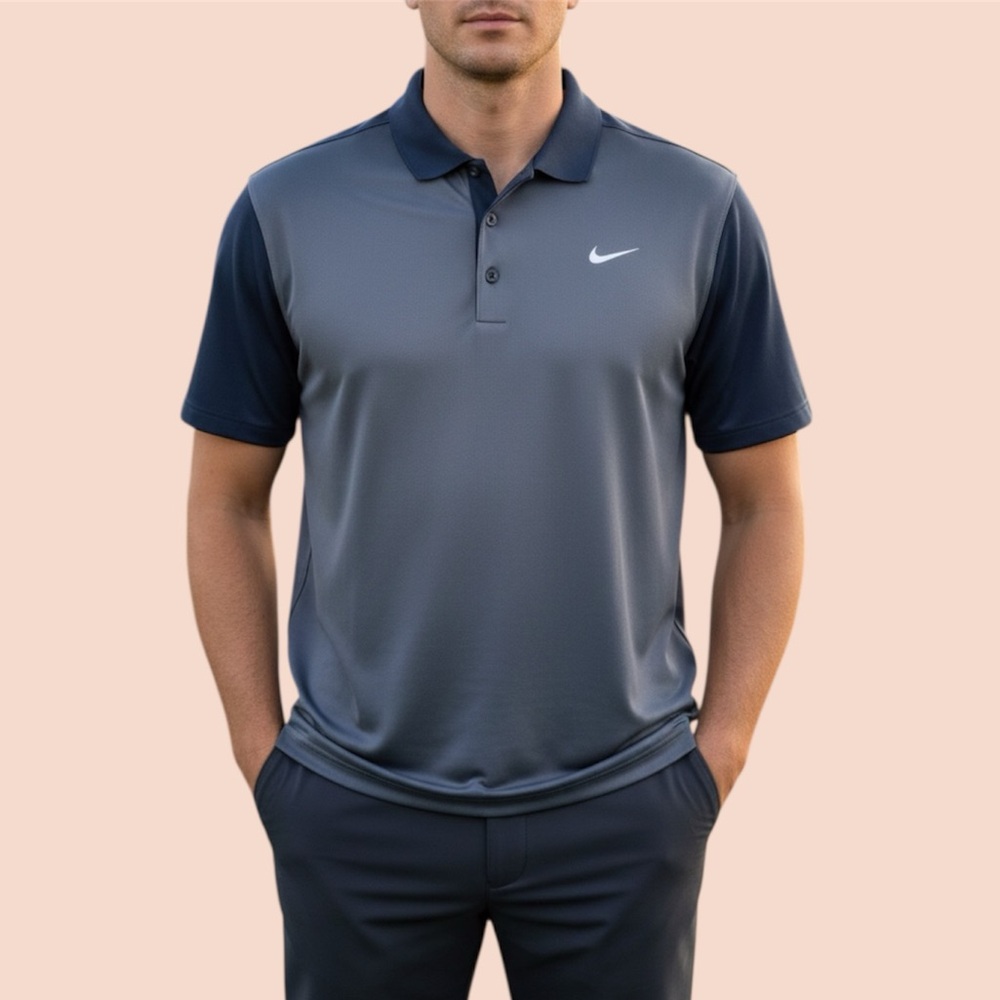 Nike Dri Fit Medium Polo Shirt‎ Navy Grey Sz XL